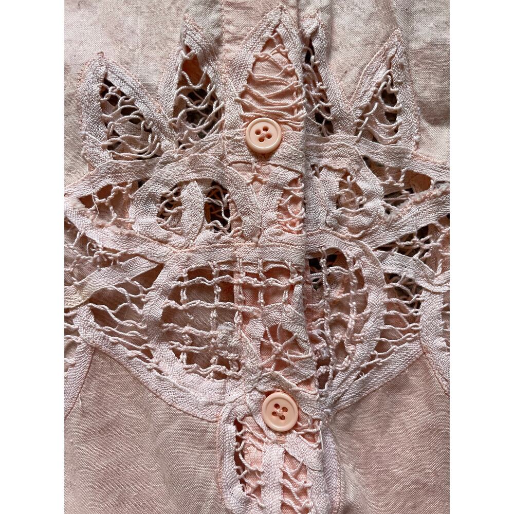 Vintage Lace Soft Pink Button Down Dress Womens Size Small Western Cottage boho - Picture 7 of 10